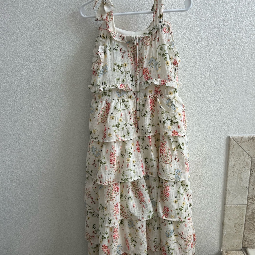 Rare Editions Floral Dress with Pink and Green Accents